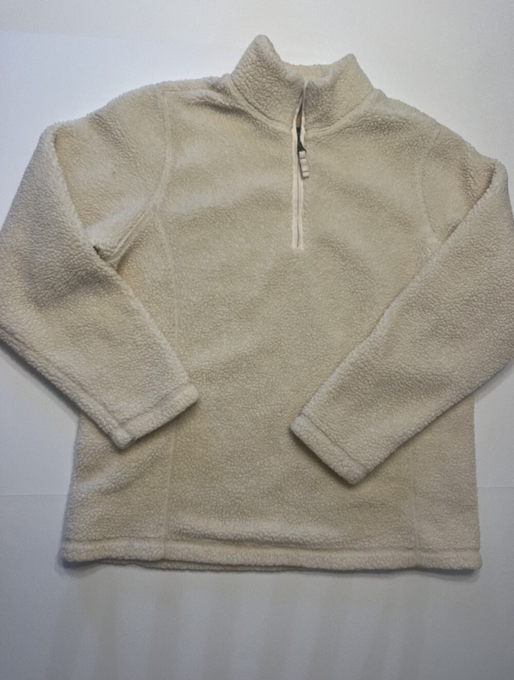 Lands End Cozy Cream Sherpa Fleece Quarter-Zip Pullover